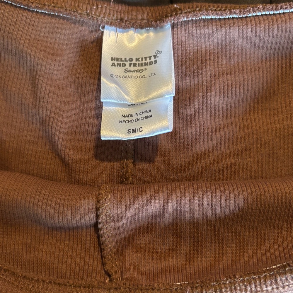 Sanrio Hello Kitty and Friends‎ Brown Ribbed Foldover Flare Pants Small NWOT - Picture 4 of 4
